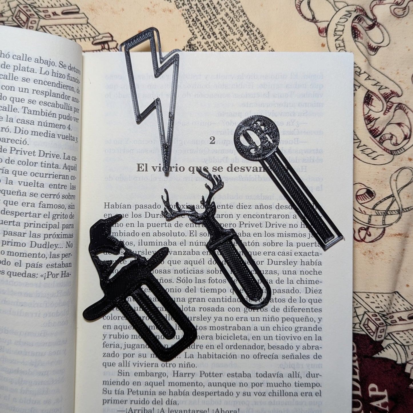 Separador / marcapáginas rayo, sombreo, ciervo y 9 3/4