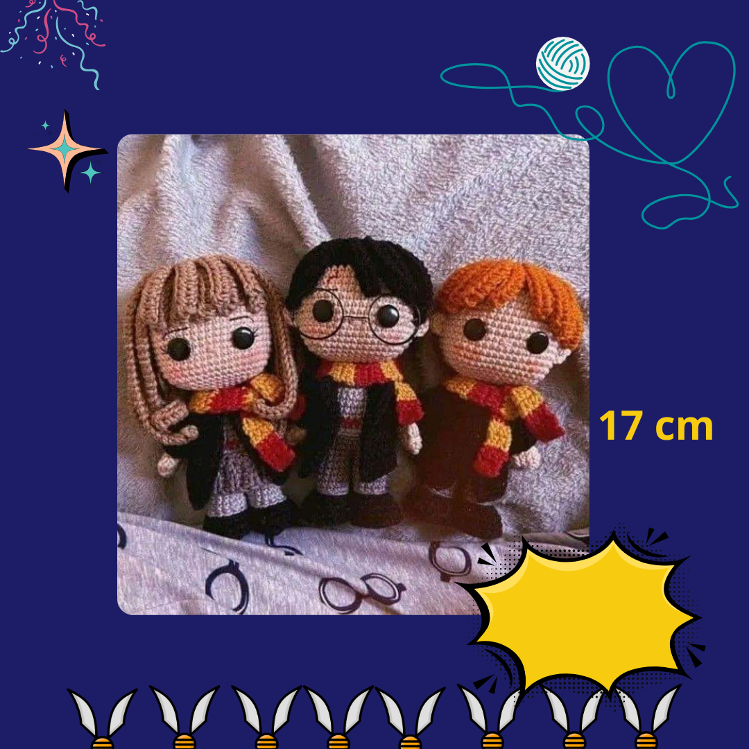 Amigurumi Harry, Ron y Hermione