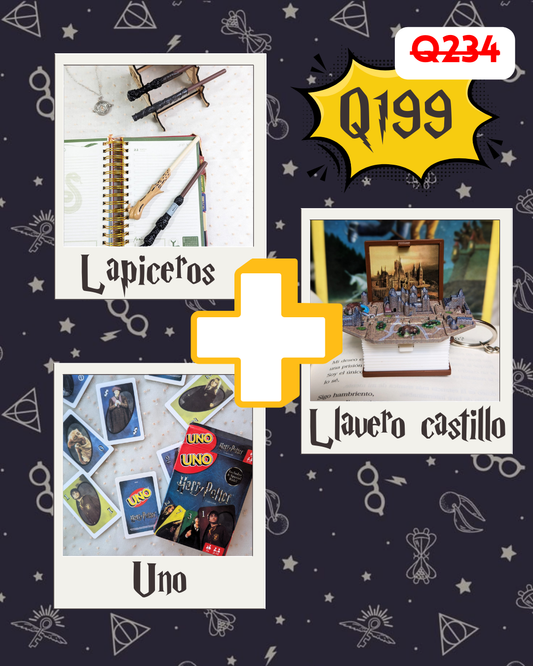 Combo lápiceros, llavero Castillo, Uno