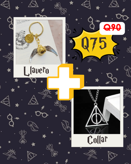 Combo llavero Snitch + collar reliquias